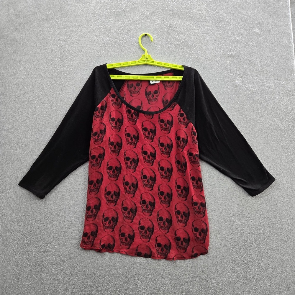 Torrid Women Jersey 1 Red Graphic Skulls Baseball Witchy Y2K Grunge
